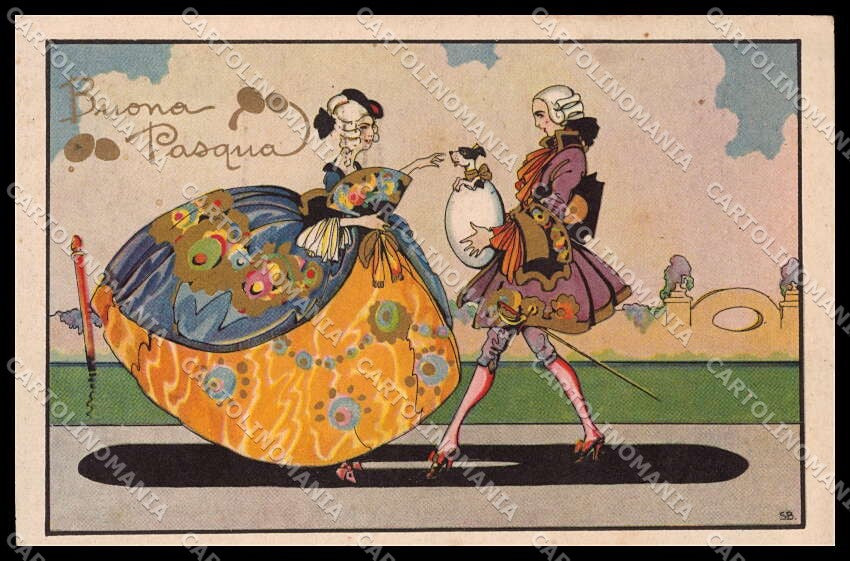 Artist Signed S. B. Romantic Couple Easter Venezia Degami serie 1033 pc ZG8405 – fronte