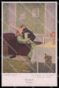 Illustratori Artist Signed R. Schiff Lady Toasting Couple serie 22-107 pc ZG8435 – fronte
