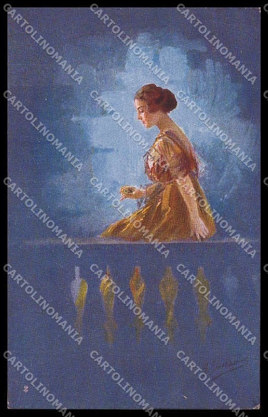 Illustratori Artist Signed Guerzoni Lady serie 1014-5 cartolina ZG8436 – fronte