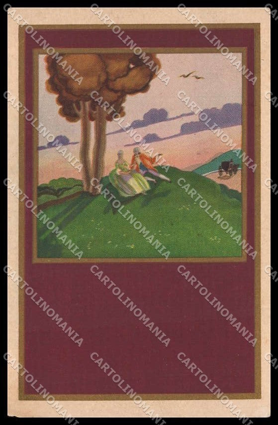 Artist Signed L. Riccio Romantic Couple Art Deco Degami 1064 ABRADED pc ZG8443 – fronte
