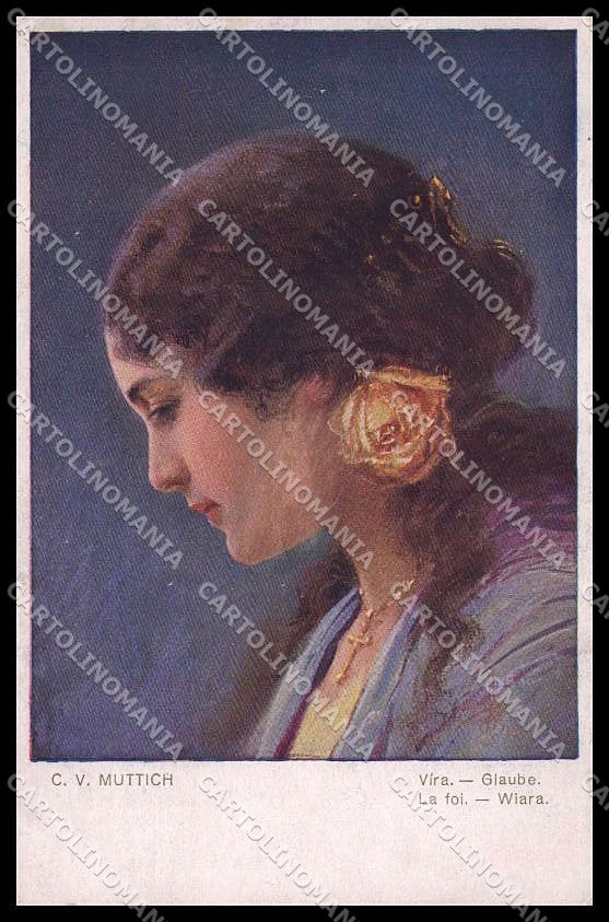 Illustratori Artist Signed C.V. Muttich Lady serie 271-3 cartolina ZG8452 – fronte