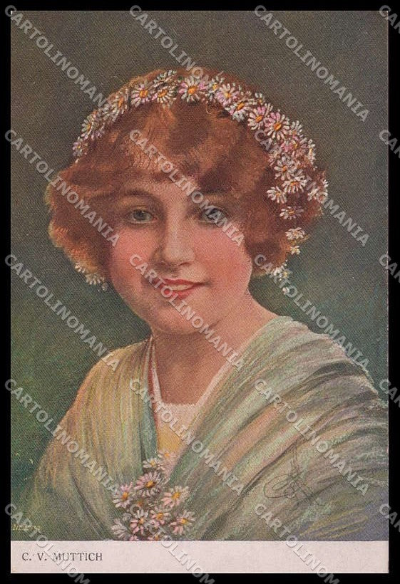 Illustratori Artist Signed C.V. Muttich Lady serie 101-3 cartolina ZG8453 – fronte