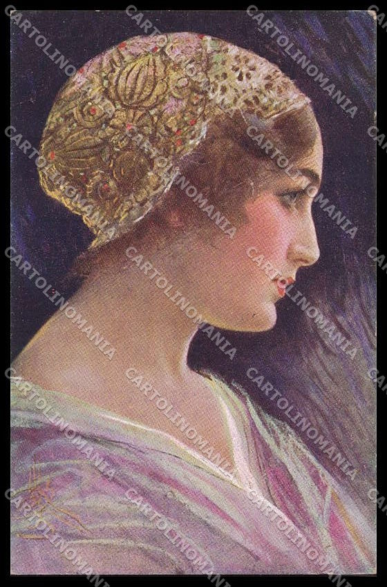 Illustratori Artist Signed C.V. Muttich Lady serie 275-5 cartolina ZG8454 – fronte
