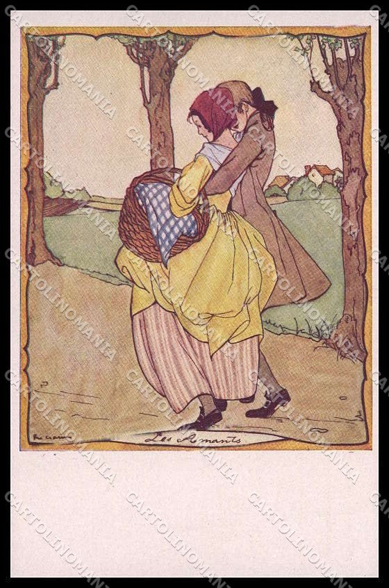 Illustratori Artist Signed Rie Cramer Romantic Couple serie 132 pc ZG8478 – fronte