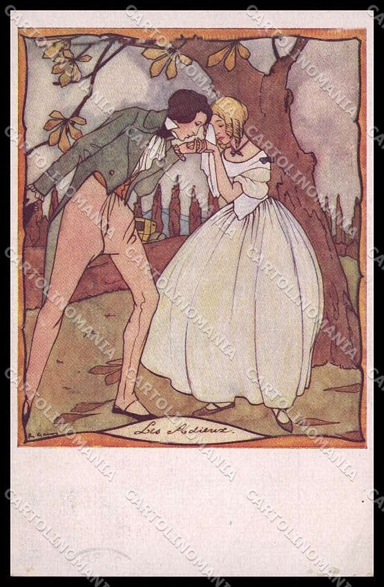 Illustratori Artist Signed Rie Cramer Romantic Couple serie 132 pc ZG8480 – fronte