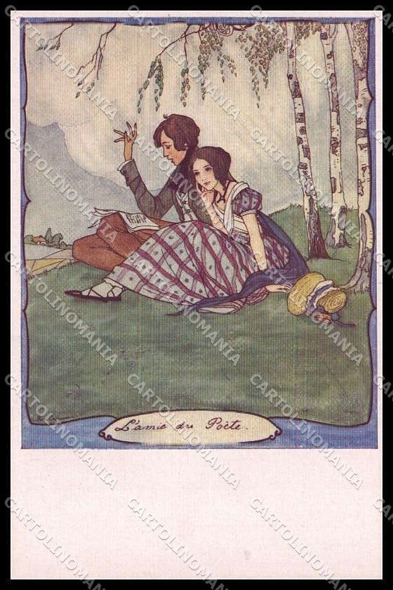 Illustratori Artist Signed Rie Cramer Romantic Couple serie 132 pc ZG8481 – fronte