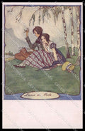 Illustratori Artist Signed Rie Cramer Romantic Couple serie 132 pc ZG8483 – fronte