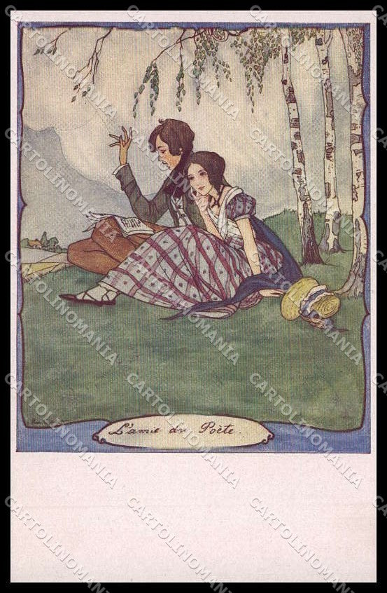 Illustratori Artist Signed Rie Cramer Romantic Couple serie 132 pc ZG8483 – fronte