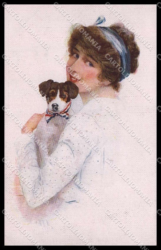 Illustratori Artist Signed Fashion Glamour Lady Dog 3102-5 cartolina ZG8490 – fronte