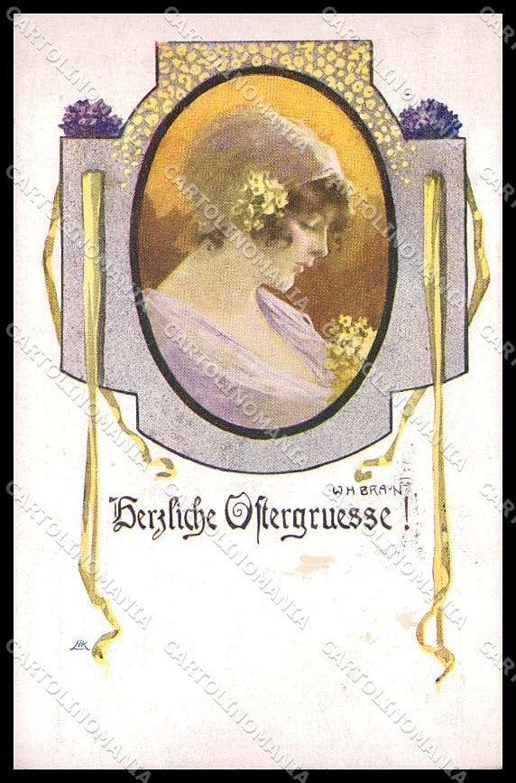 Illustratori Artist Signed W. H. Braun Lady Deutscher Schulverein 1339 pc ZG8503 – fronte
