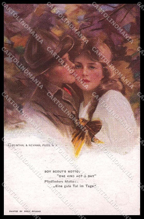 Illustratori Artist Signed Philip Boileau Boy Scout Lady Reinthal 758 pc ZG8504 – fronte