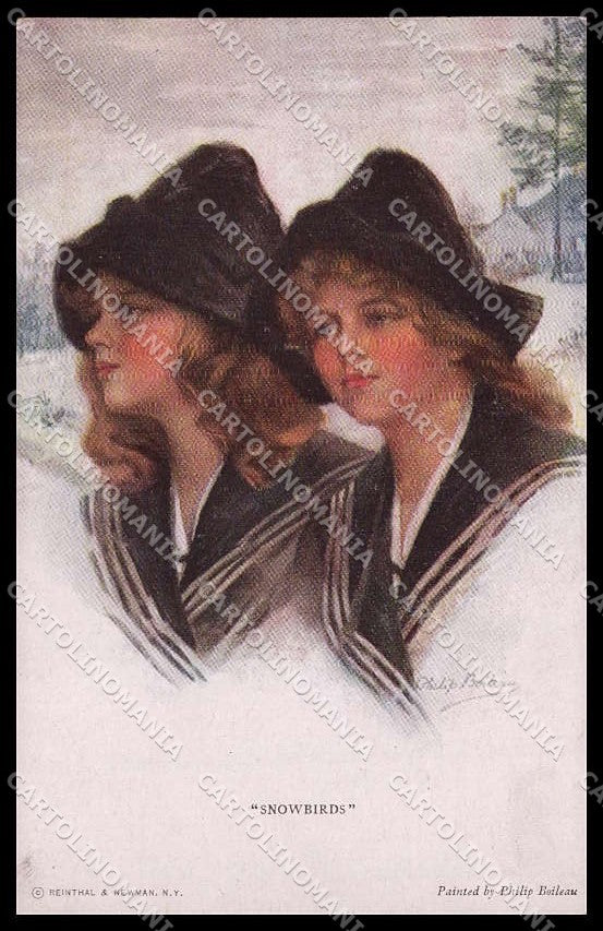 Illustratori Artist Signed Philip Boileau Girl Reinthal serie 757 pc ZG8507 – fronte
