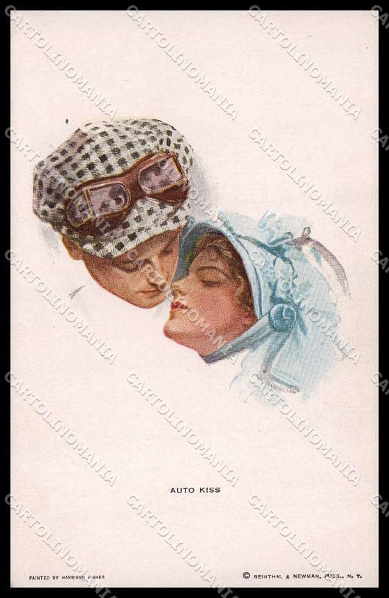 Artist Signed H. Fisher Glamour Lady Couple Auto Kiss Reinthal 300 pc ZG8511 – fronte