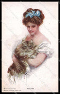 Artist Signed H. Fisher Glamour Lady Cat Reinthal serie 101 cartolina ZG8539 – fronte