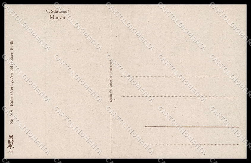 Illustratori Artist Signed V. Schramm Manon Lady serie 514 cartolina ZG8547 – retro