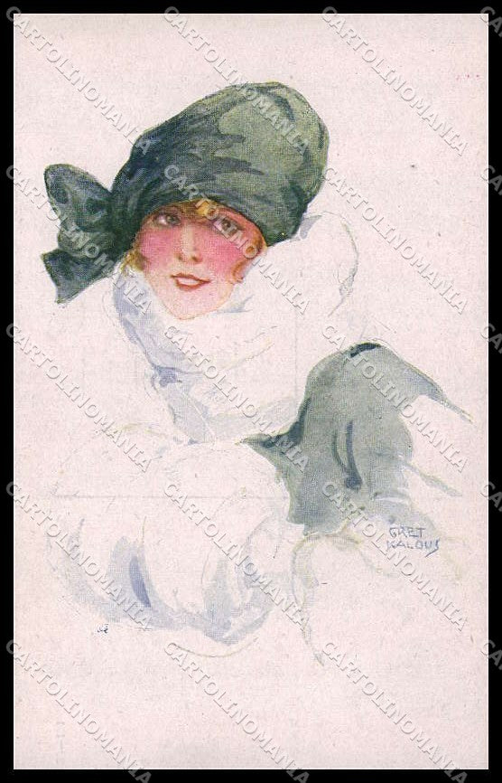 Illustratori Artist Signed Gret Kalous Fashion Lady serie 22-191 pc ZG8550 – fronte