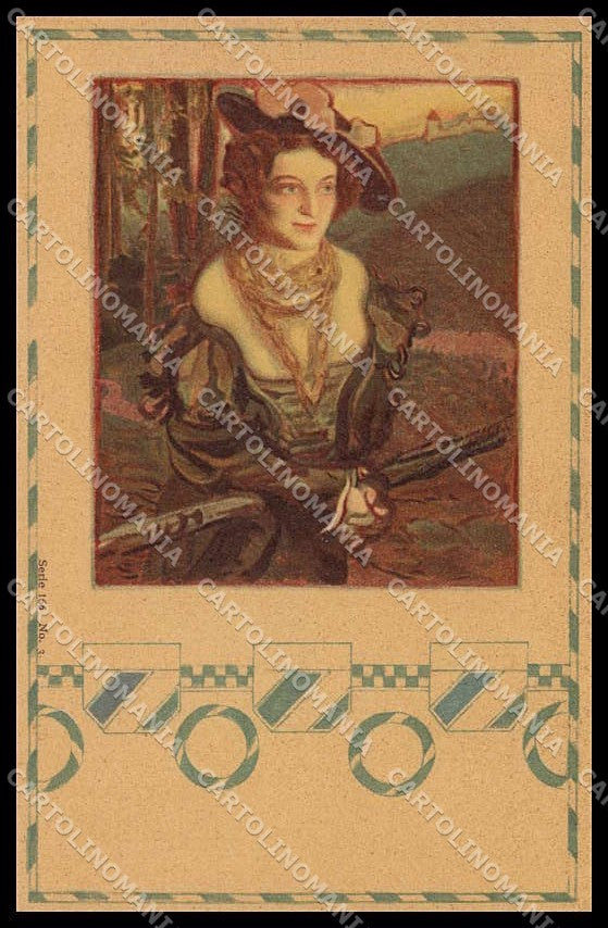 Illustratori Artist Signed Kempf Lady Art Nouveau serie 166-3 cartolina ZG8555 – fronte