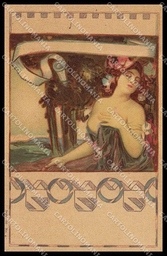 Illustratori Artist Signed Kempf Lady Art Nouveau serie 166-4 cartolina ZG8557 – fronte