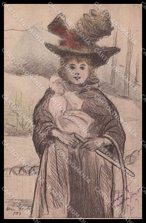 Illustratori Artist Signed H. Boutet Lady cartolina ZG8560 – fronte