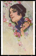 Illustratori Artist Signed L. Yobbi Lady serie 34 cartolina ZG8569 – fronte