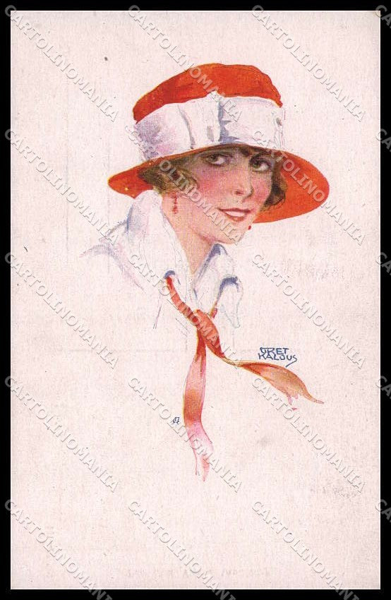 Illustratori Artist Signed Gret Kalous Fashion Lady serie 22-191 pc ZG8572 – fronte