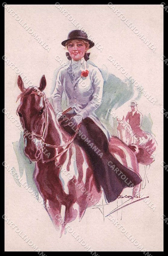 Illustratori Artist Signed Usabal Sidesaddle Lady ERKAL 320-5 cartolina ZG8575 – fronte
