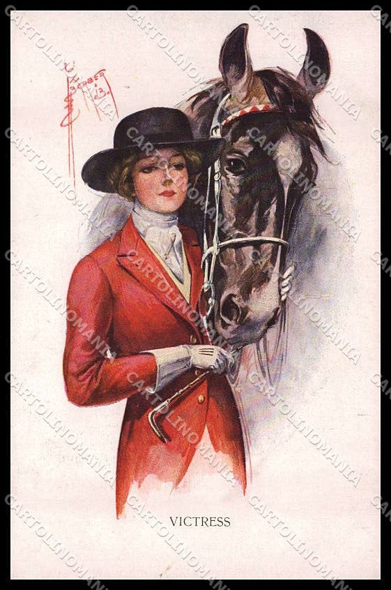 Illustratori Artist Signed Barber Sidesaddle Lady Horse serie 2024-3 pc ZG8577 – fronte