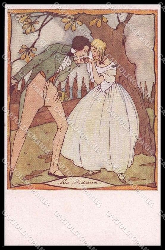 Illustratori Artist Signed Rie Cramer Romantic Couple serie 132 cartolina ZG8597 – fronte