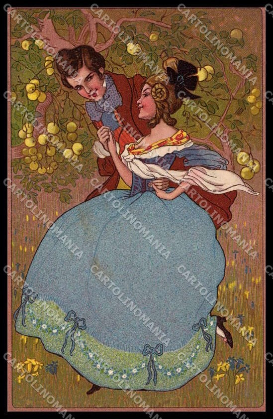 Illustratori Artist Signed Romantic Couple Theo Stroefer serie 684 pc ZG8628 – fronte