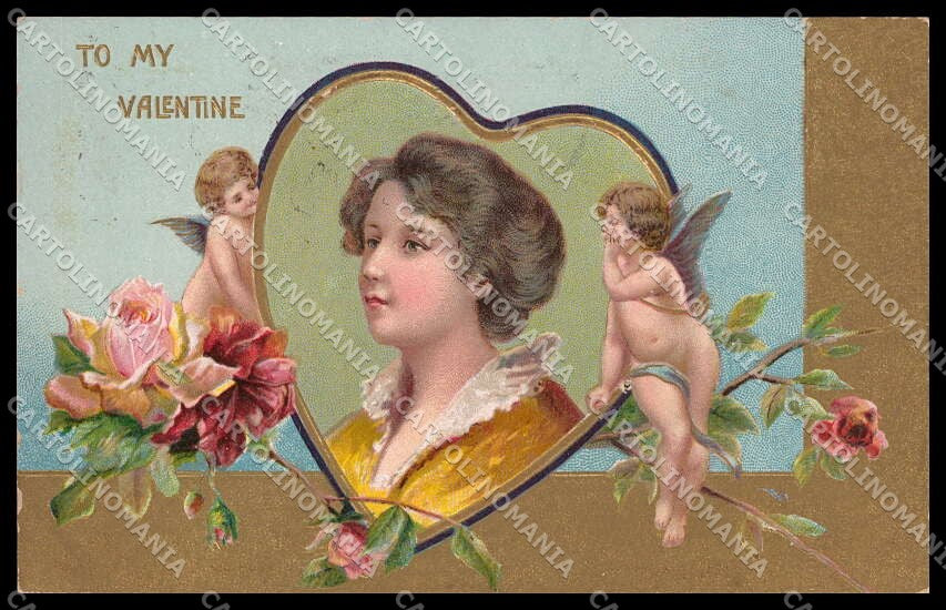 Illustratori Artist Signed Art Nouveau Lady to My Valentine 2018 pc ZG8638 – fronte