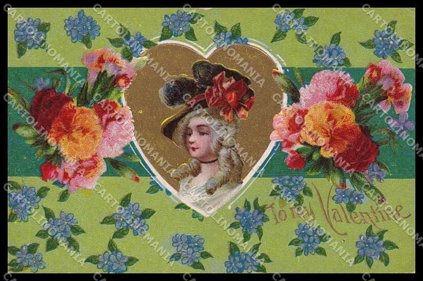 Illustratori Artist Signed Art Nouveau Lady to My Valentine cartolina ZG8639 – fronte