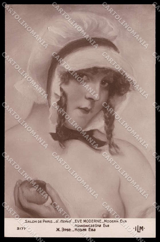 Artist Signed G. HervÃ© Lady Smoker Salon de Paris Lapina 3177 ABRADED pc ZG8642 – fronte