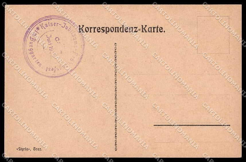 Artist Signed C. D. Children Kaiser Jubilaums Juni 1908 Styria Graz pc ZG8647 – retro