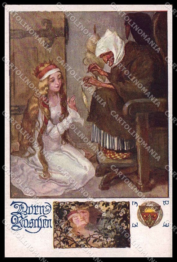 Artist Signed Schutz Fairy Tales Sleeping Beauty Deutscher Schulverein ZG8648 – fronte