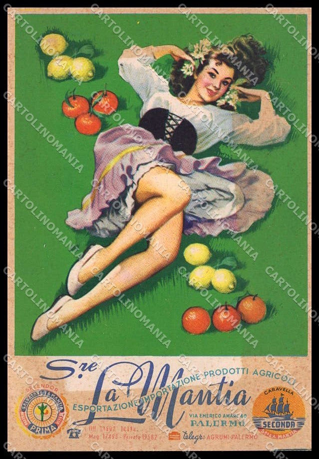Palermo Advertising La Mantia Prodotti Agricoli Lady FG cartolina ZG8654 – fronte