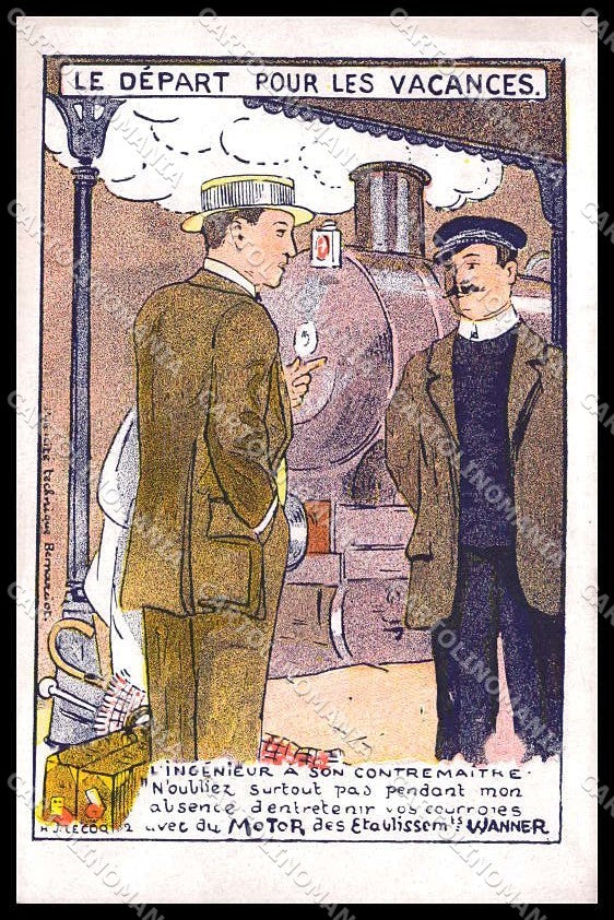 Illustratori Artist Signed J.Lecoq Advertising Motor Train Men cartolina ZG8657 – fronte