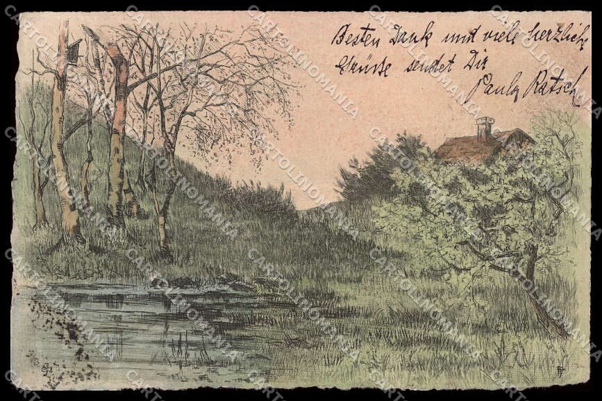 Illustratori Artist Signed P F Landscape S. B. Vienna cartolina ZG8660 – fronte