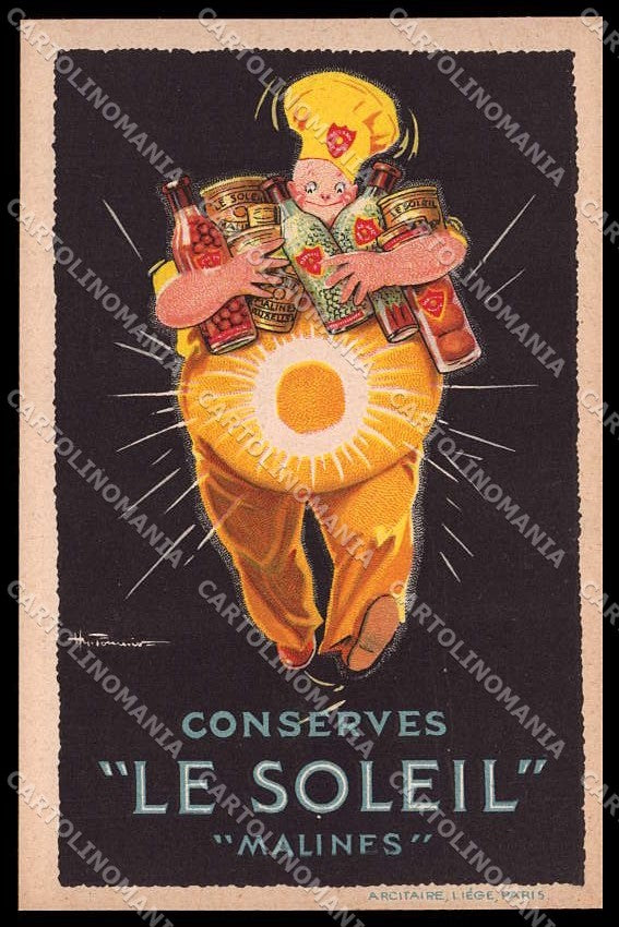 Illustratori Artist Signed H. Fournier Advertising Le Soleil Food pc ZG8661 – fronte
