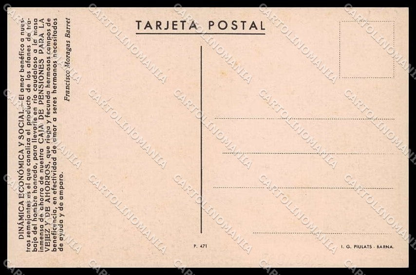 Artist Signed Mortra Barcelona ? Caja de Pensiones F. M. Barret pc ZG8668 – retro