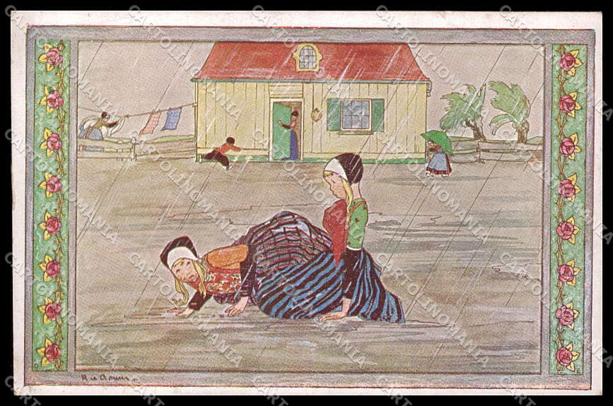 Illustratori Artist Signed Rie Cramer serie 137 Girl WRINKLES cartolina ZG8673 – fronte