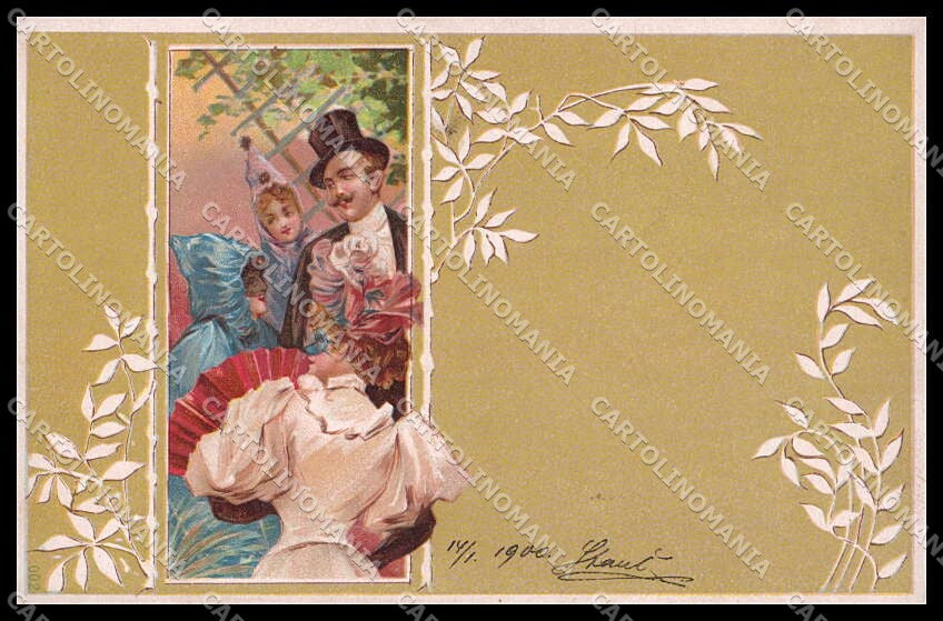 Illustratori Artist Signed Art Nouveau Lady Carnival 002 cartolina ZG8682 – fronte