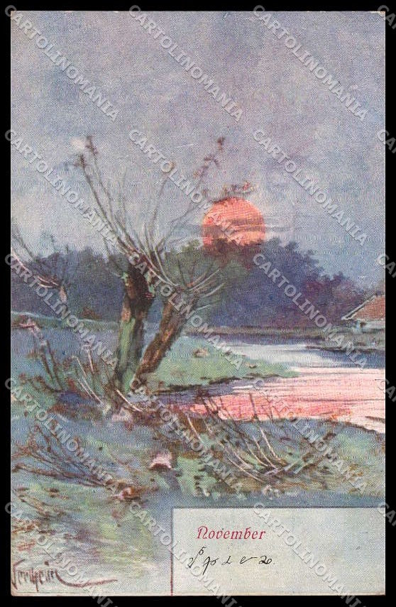 Illustratori Artist Signed Season November BKWI serie 724-11 cartolina ZG8686 – fronte