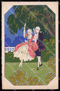 Artist Signed Meschini Lady Couple Hand Painted PIN HOLES CREASED pc ZG8699 – fronte