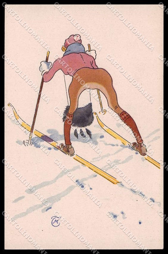 Illustratori Artist Signed T M Man Ski Sport Comic Humor 26-VI cartolina ZG8705 – fronte