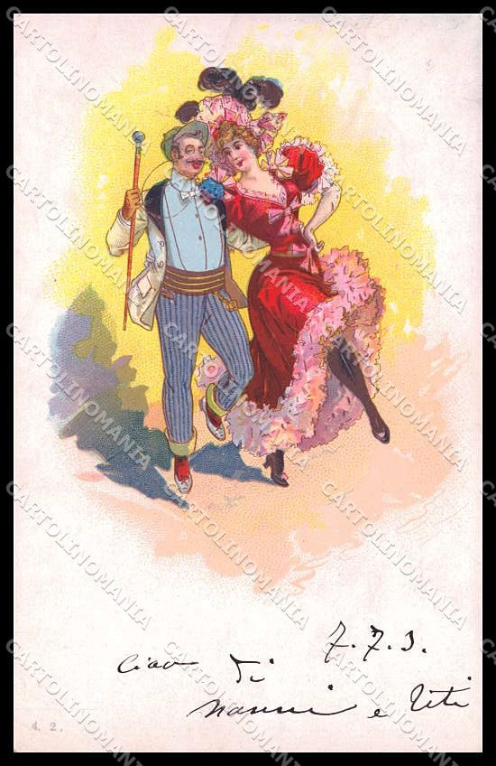 Illustratori Artist Signed Couple Dance Art Nouveau cartolina ZG8709 – fronte