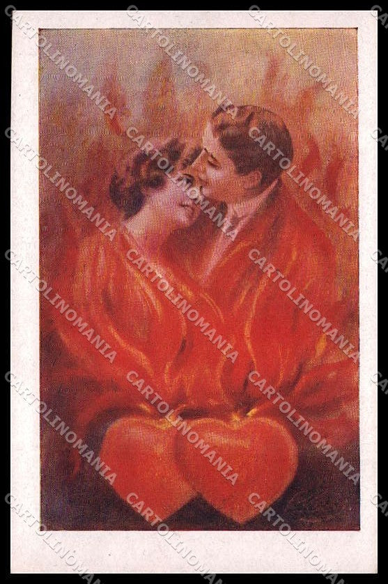 Illustratori Artist Signed Romantic Couple serie 7034 cartolina ZG8717 – fronte
