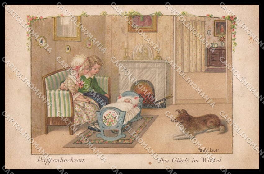 Illustratori Artist Signed Pauli Ebner Children Collie Dog serie 1362 pc ZG8723 – fronte