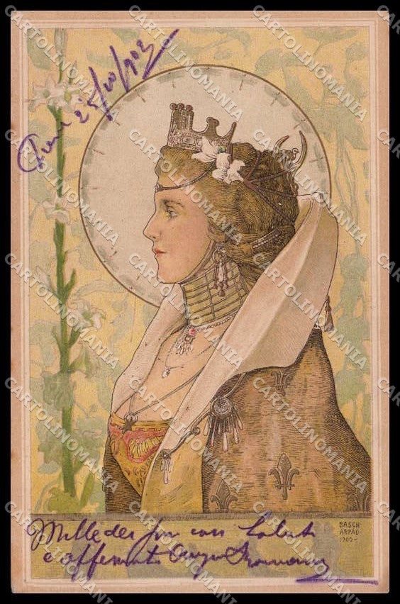 Illustratori Artist Signed Basch Arpad Lady Art Nouveau cartolina ZG8761 – fronte