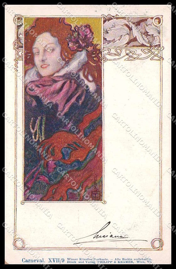 Artist Signed Hampel Lady Art Nouveau Philipp & Kramer XVII-9 pc ZG8771 – fronte