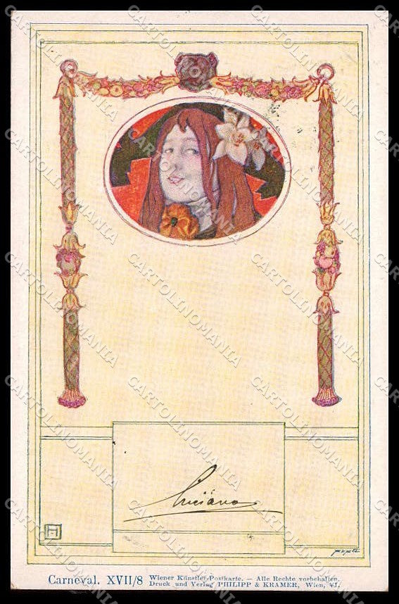 Artist Signed Hampel Lady Art Nouveau Philipp & Kramer XVII-8 pc ZG8772 – fronte